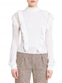 Chlo   - Lace Ruffle Mockneck Sweater at Saks Fifth Avenue